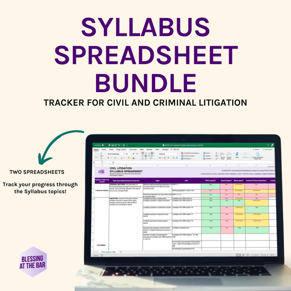 Syllabus Spreadsheet Bundle (Criminal and Civil Litigation) 2024