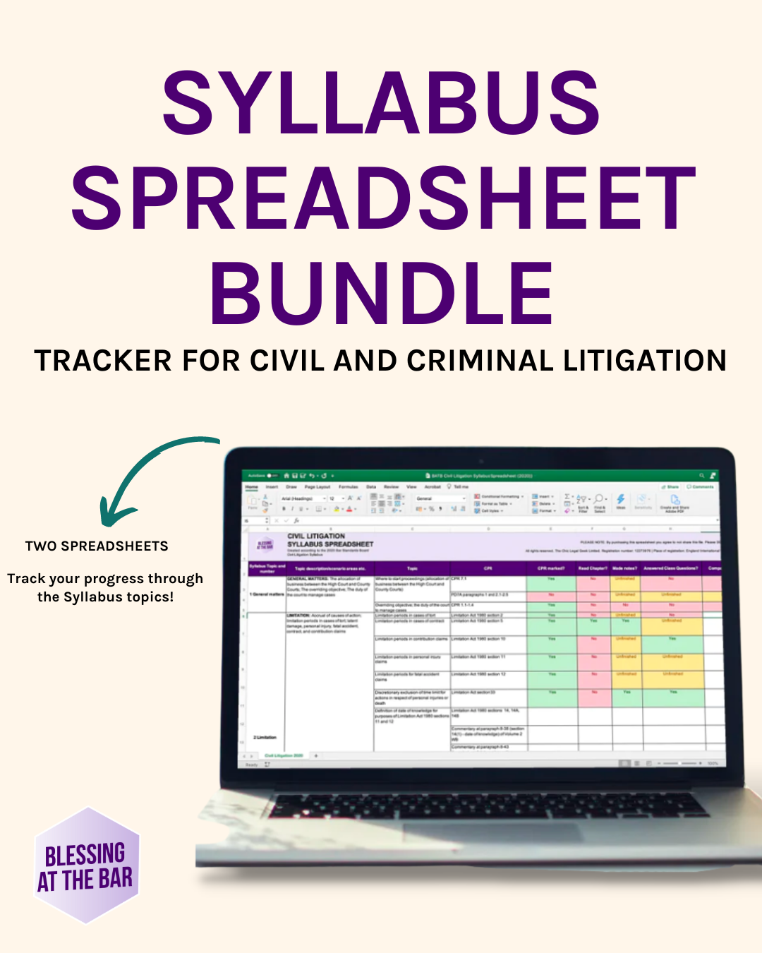 Syllabus Spreadsheet Bundle (Criminal and Civil Litigation) 2022 - SHOP BATB
